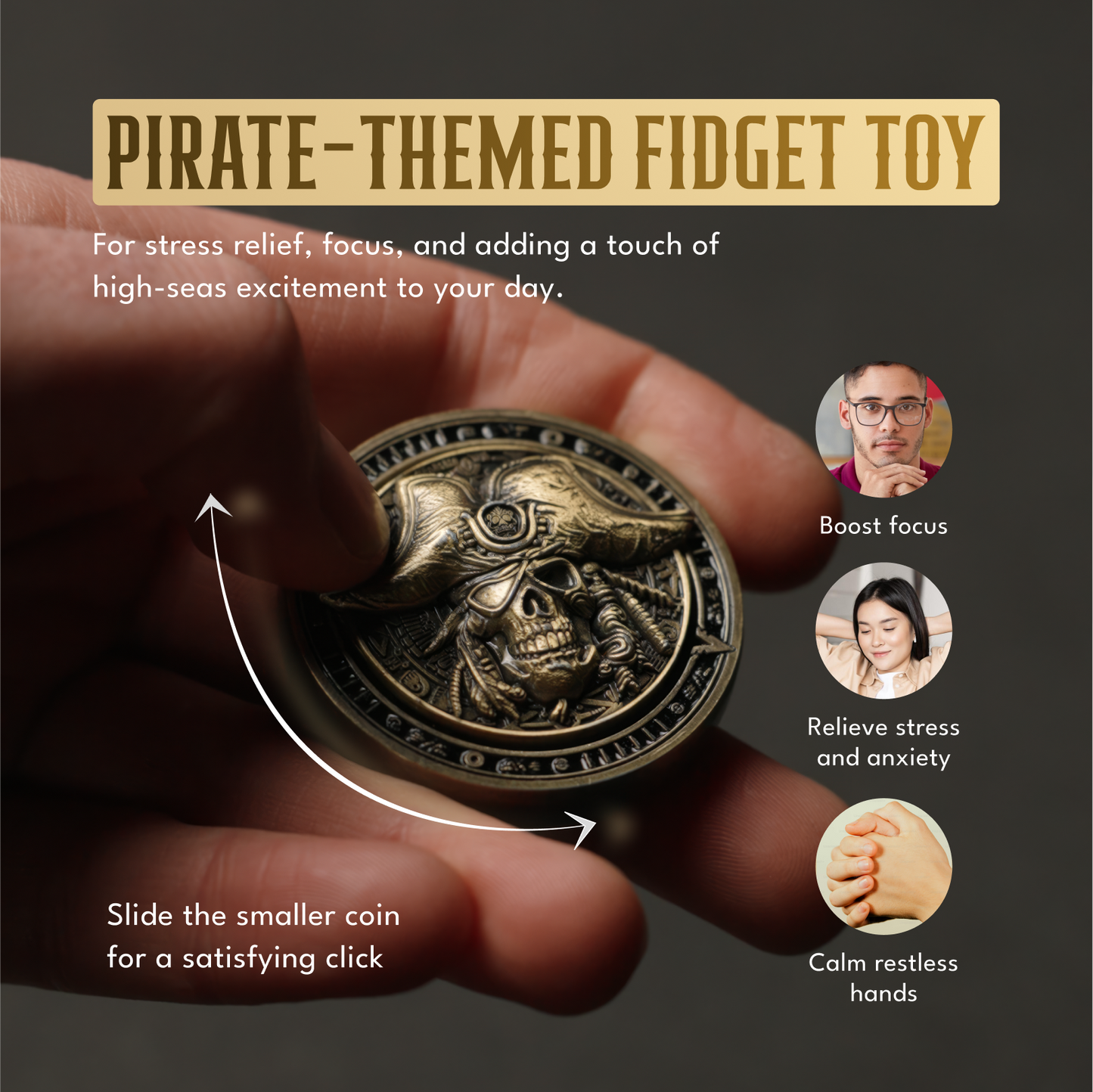 "Double Blind" Pirate Fidget Coin (Big/Small Blind) Poker Accessory