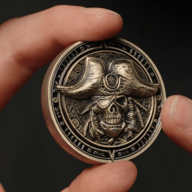 "Double Blind" Pirate Fidget Coin (Big/Small Blind) Poker Accessory