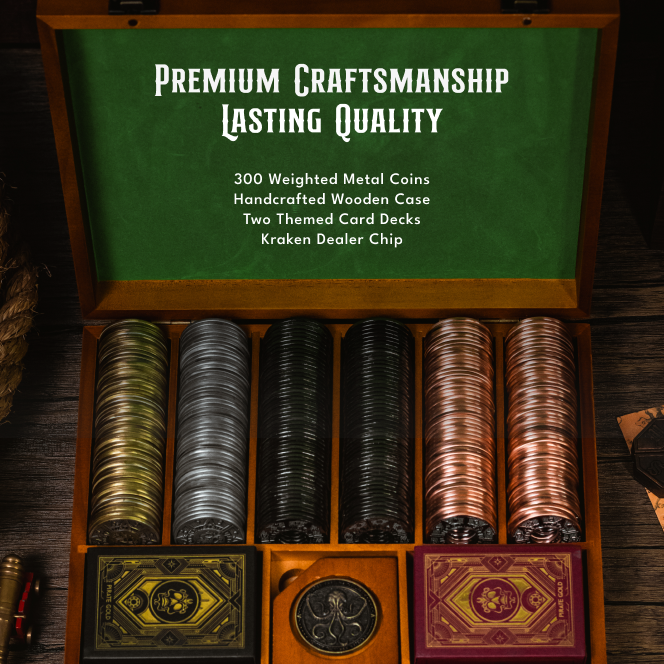 Pirate Gold 300 Chips Metal Luxury Game Counters / Poker Chips