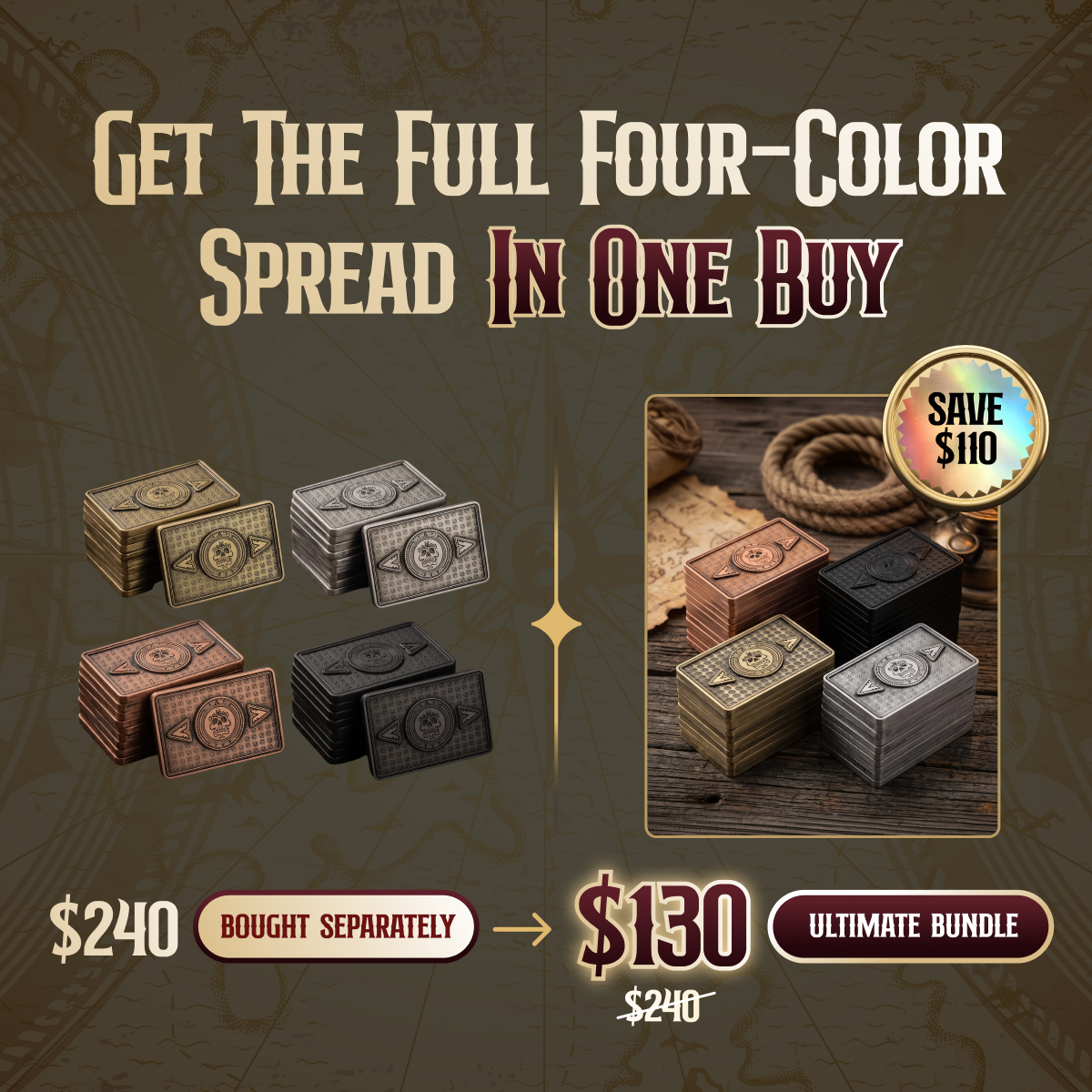 The 4-Color Plaque Upgrade – 40PCS (Gold, Silver, Gunmetal & Copper)
